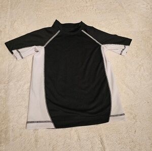 Boy's OP Black & White Swim Shirt Size S 6/7